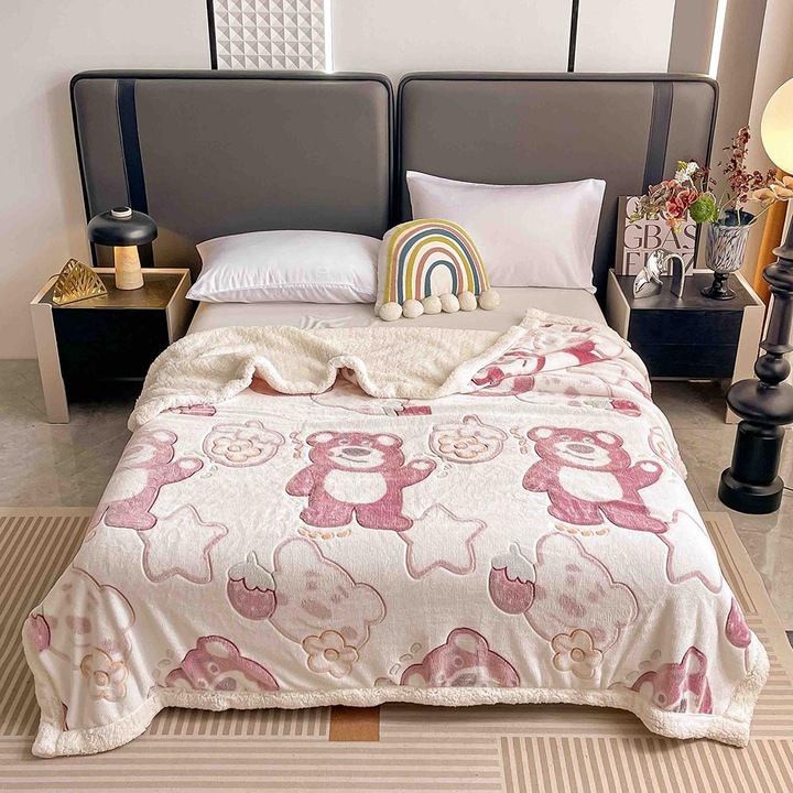 Patura cocolino dubla cu blanita, pat 2 persoane 200x230 cm