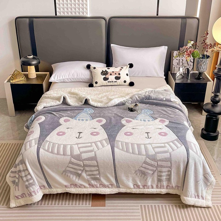 Patură cocolino dublă JOJO HOME cu blană, 200x230cm