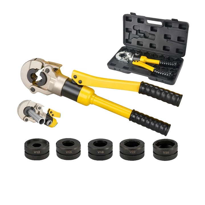Cleste pentru crimparea tevilor PEX, dimensiuni max. 12x28mm, presiune maxima 100 kN, maner ergonomic
