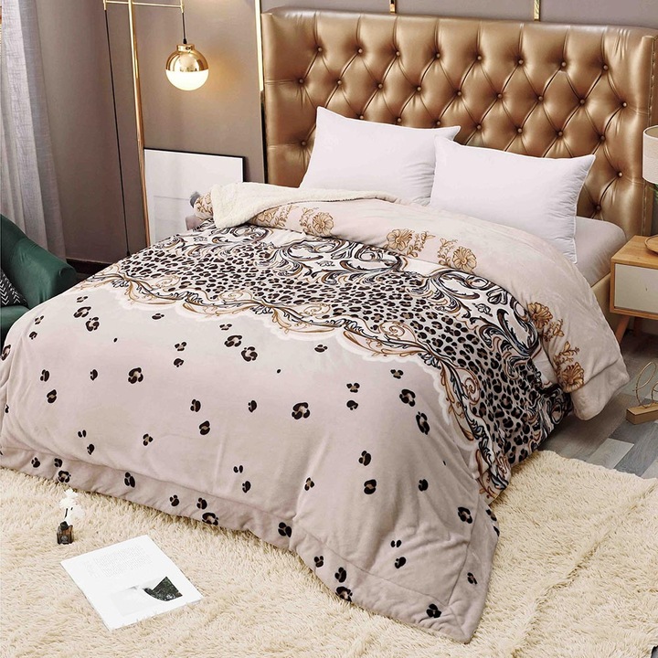 Patura cocolino dubla cu blanita, JOJO HOME, pat 2 persoane 200x230 cm