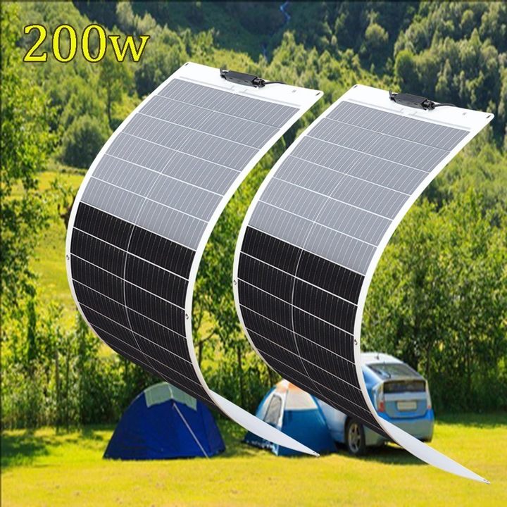 Panou solar fotovoltaic, design flexibil, 200W, set 2 bucati, 100W, 1000x460mm, monocrystalline