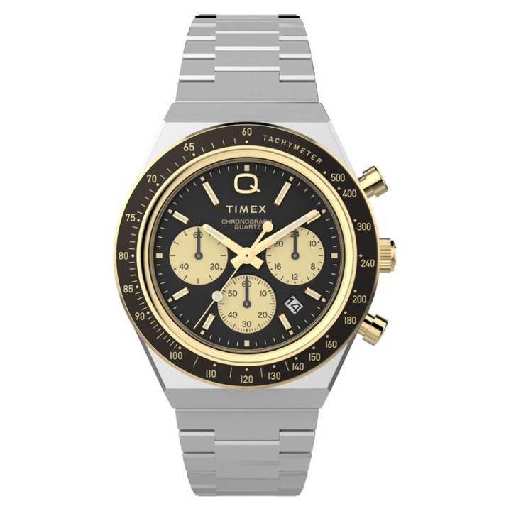 Ceas barbatesc Timex Q TW2W64200, bratara neagra-gri, mecanism quartz, 40mm, rezistent la apa 50m