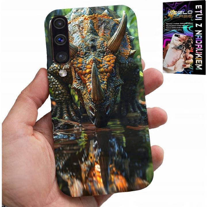 Tok Samsung A50 A30S-hez, World Case, Triceratops, szilikon, többszínű