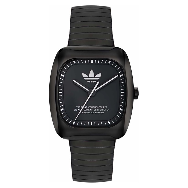 Ceas dama, Adidas, AOSY24026, negru, 37x8mm, curea din otel inoxidabil, rezistent la apa 50m