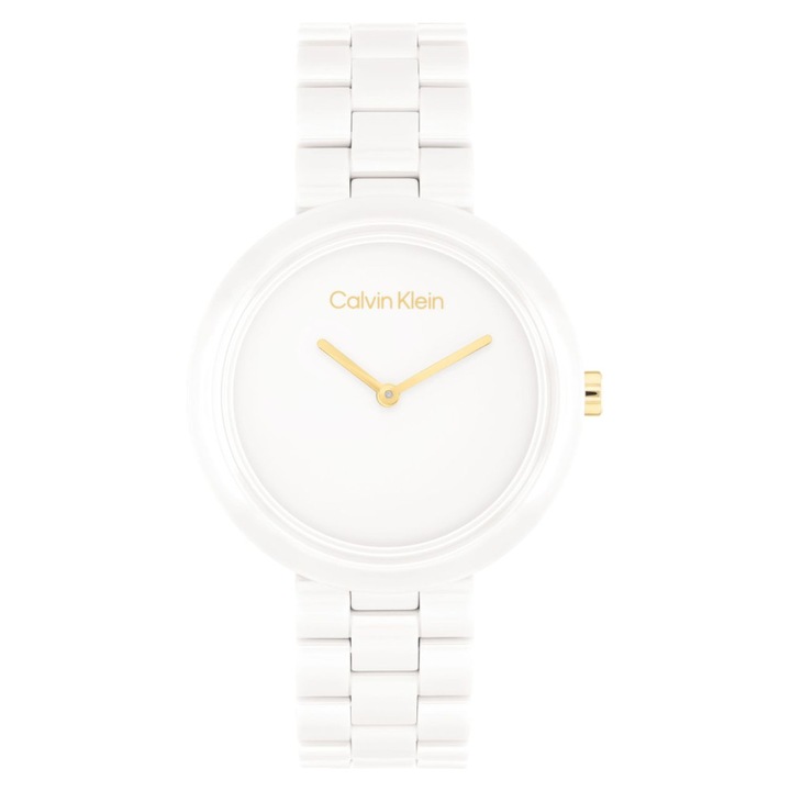 Ceas dama Calvin Klein 25100072, alb, 34x9mm, rezistent la apa 30m
