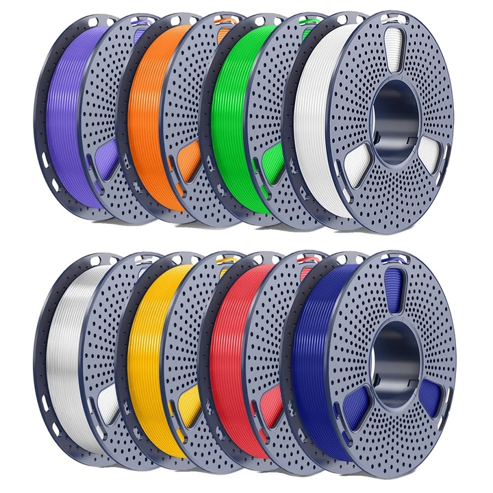 Filament 3D, 1.75 mm, set 8 role, PLA+/PETG/amestec lemn, 250 g per rola, usor de utilizat