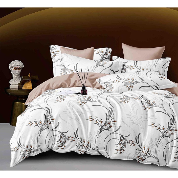 Комплект спално бельо за двойно легло, тип фин плат, 6 части