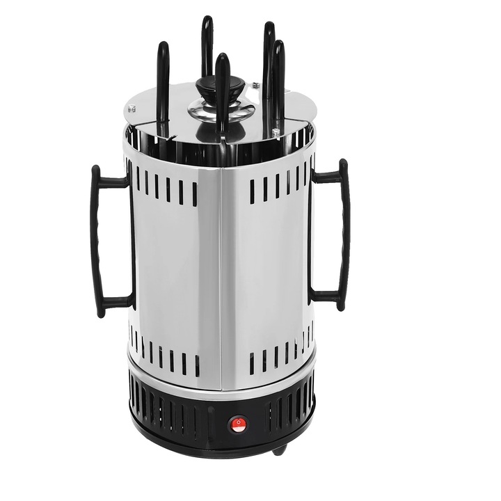 Електрически грил, 1000W, 6 шишчета, компактни размери, инокс