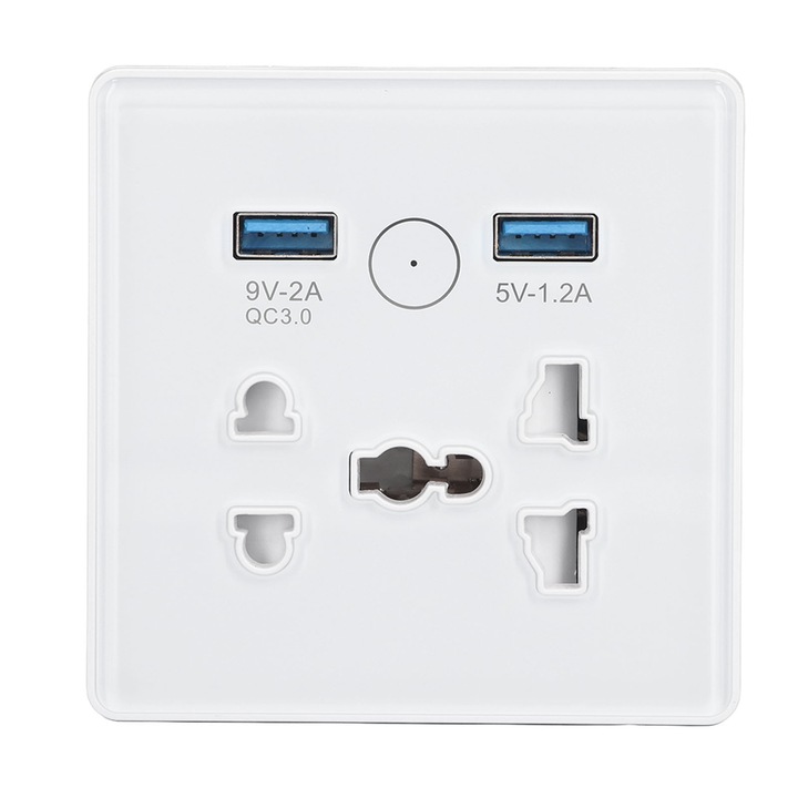 Priza inteligenta multifunctionala, control vocal, control prin aplicatie, 100-240V, alb