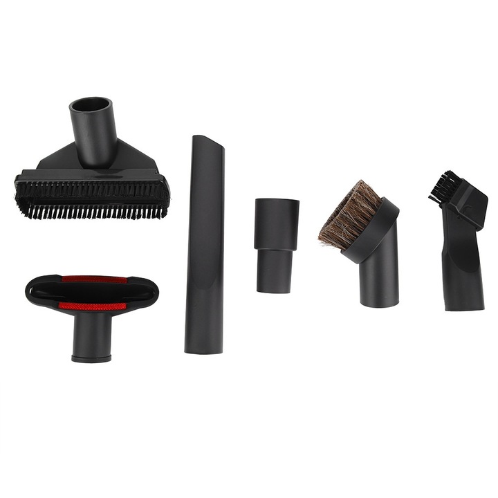 Set 6 accesorii pentru aspirator, cap de suctiune, perie, adaptor, 32x35mm