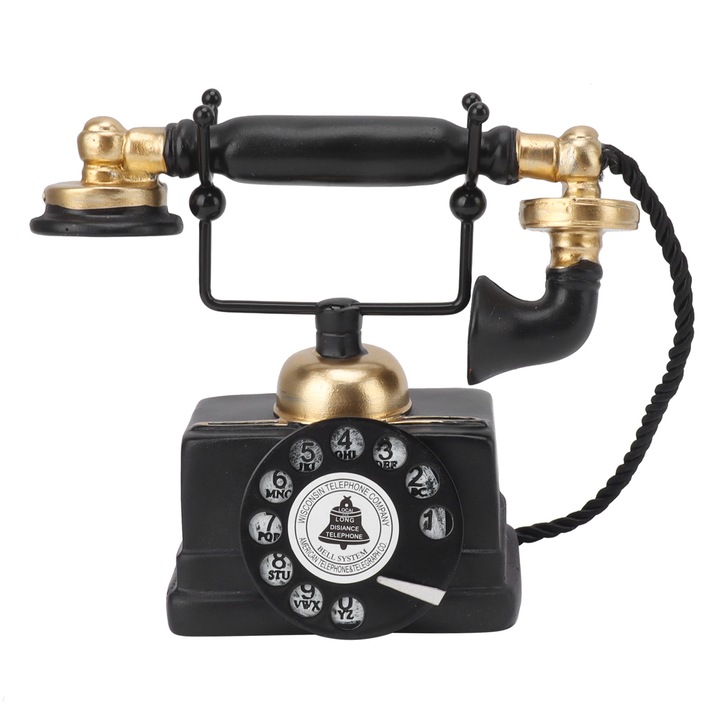 Nagy retro dekoratív telefon, gyanta modell, vintage forgótárcsás telefon, dekoráció, szobor, kávézó, bár, ablak dekoráció, 14-es típus