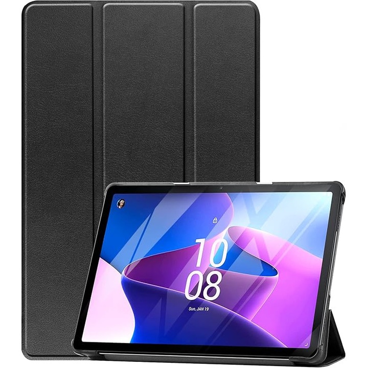 Ултратънък калъф за Lenovo Tab M10 10.1-инча (3-то поколение) с интелигентен защитен калъф, подходящ за Lenovo Tab M10 10.1-инча 2022 - черен