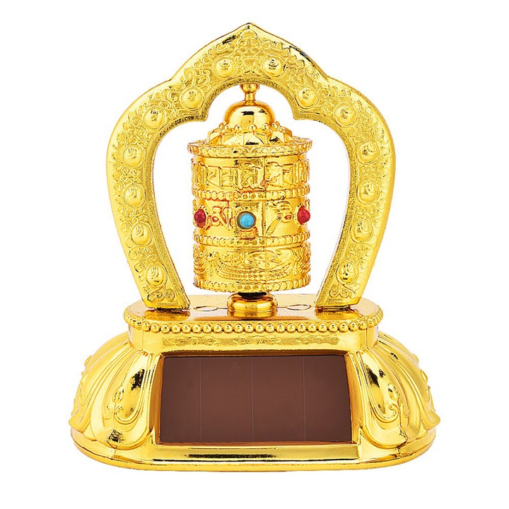 Roata de rugaciune cu energie solara budista tibetana din Tibet, pentru decorarea interioara a masinii