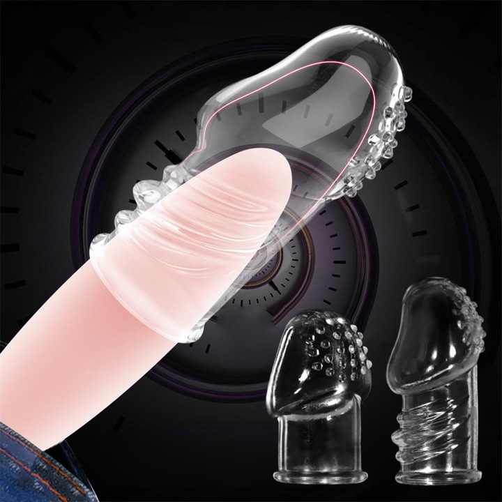 Прозрачни пръстени за пенис Mimimo, комплект 2 броя, текстура с ребра и точки, за многократна употреба, компактни.