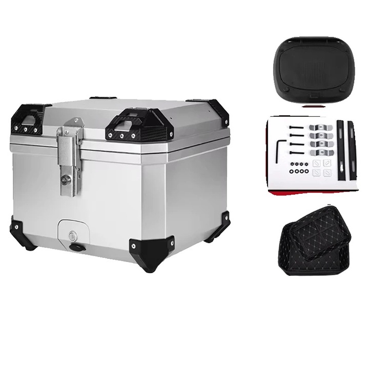 Кутия за мотор, 45л, сребриста, със система за заключване против кражба