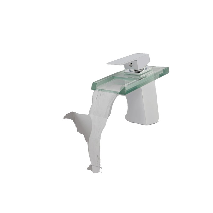 Színes LED-es csaptelep, vízhőmérséklet-érzékenység, ezüst, mosdópultra szerelhető, 4"