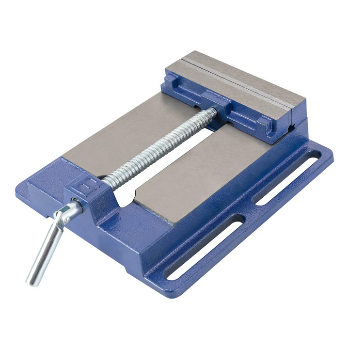 Menghina de banc pentru masina de gaurit, Menghina pentru freza, latime bacuri 145 mm, maner rotativ 360°, fonta si otel 45#, actionare cu maner