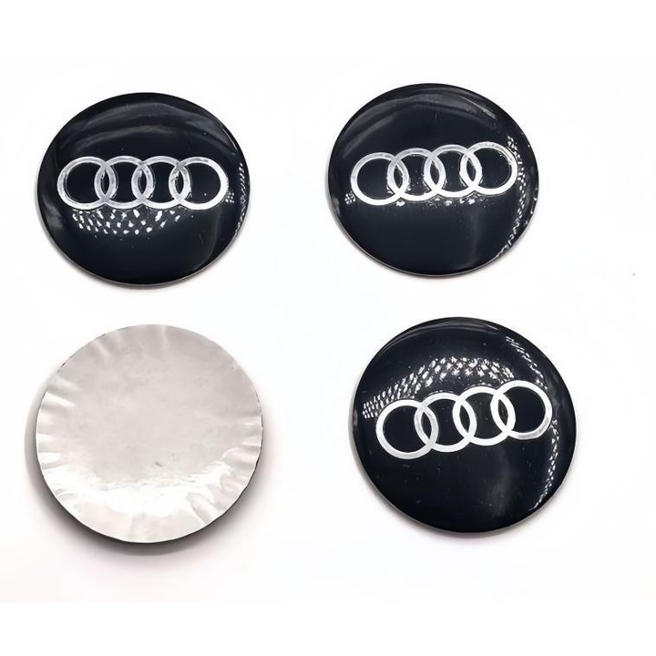 ARRRD® Set 4 Autocolante Embleme Jante 56mm Pentru Audi - Compatibil cu A1, A3, A4, A5, Q2, Q3, TT