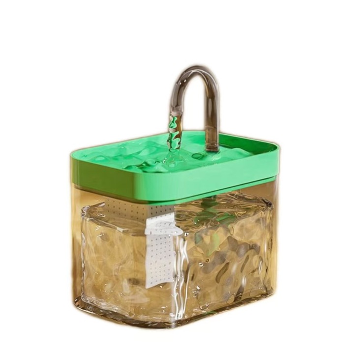 Fantana pentru Pisici cu Filtru Dublu si Pompa Silentioasa - 1500ml, Fara Uscare, Apa Curata si Moale, Design Robinet