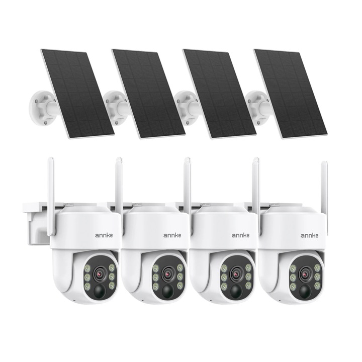 4 db térfigyelő kamera készlet, 4MP, vezeték nélküli, 9000 mAh, annke