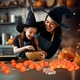 Halloween dekoratív füzér, 20 LED tök lámpa, 300cm, elemes, bel- és kültéri