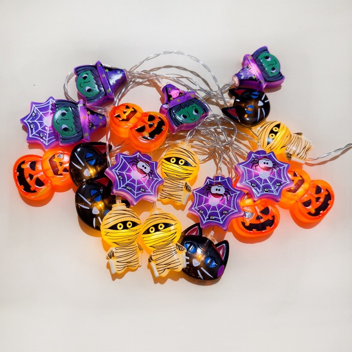 Halloween dekorációs füzér, 3m, 20 LED, meleg fehér
