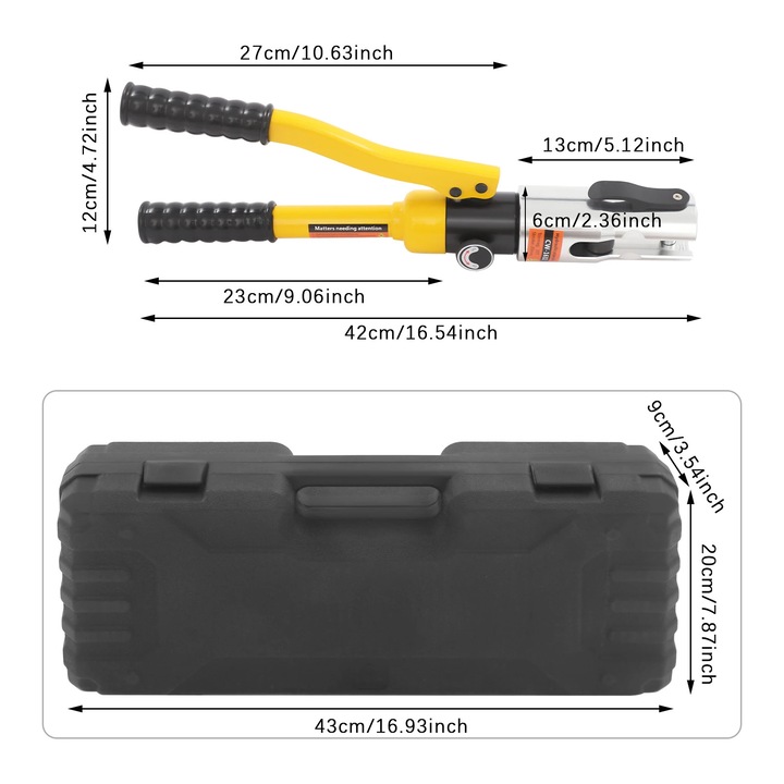 Cleste hidraulic, 5 capete interschimbabile, galben