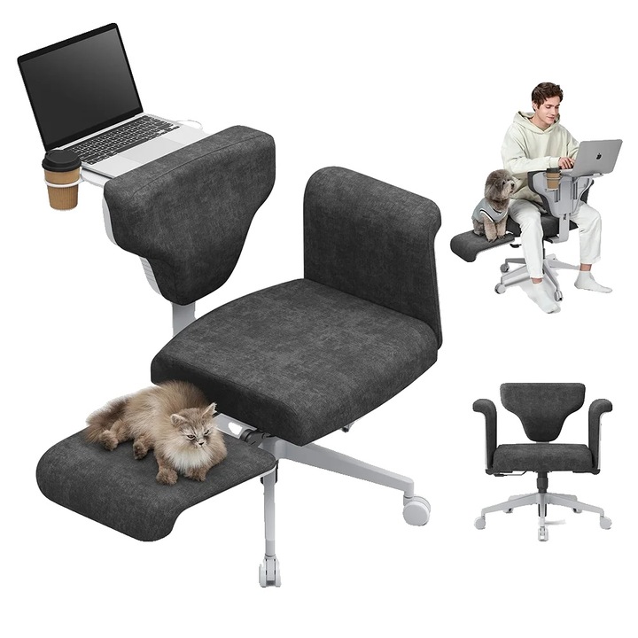 Scaun birou, design ergonomic, statie de lucru mobila versatila, 8 niveluri de ajustare, cu suport pentru laptop, FB-DG