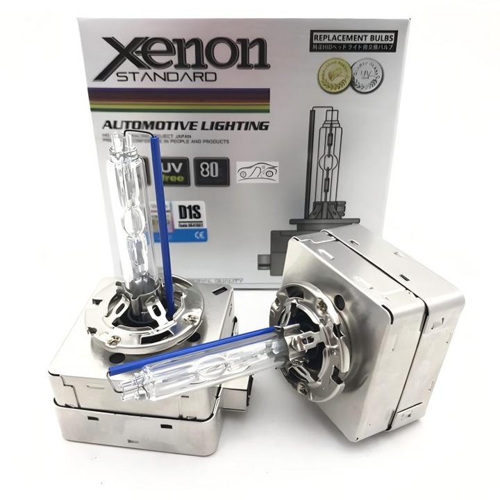 Becuri xenon D1S pentru faruri auto, set 2 buc de inalta calitate, soclu metalic quick start, faza scurta, consum redus 35W, 4500LM, lumina alba 6000k，faza lunga，bixenon