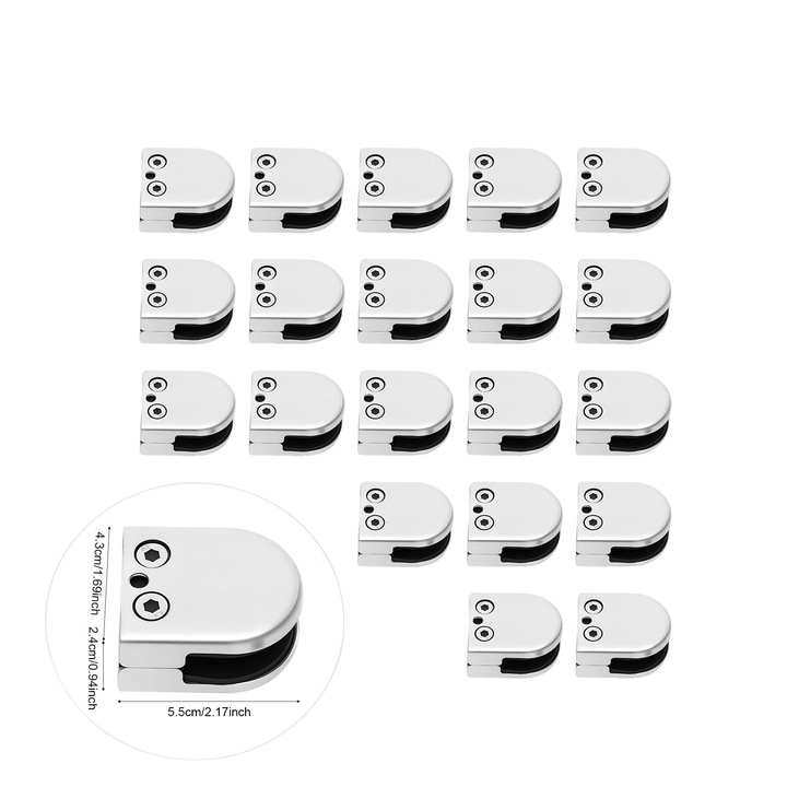 Suport pentru rafturi din sticla, 304 otel inoxidabil, 8-10mm, set de 20, rezistent la rugina