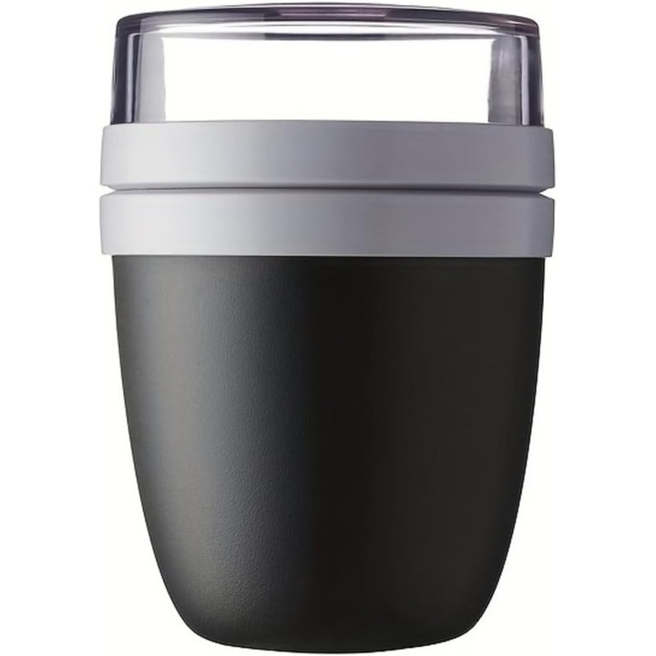 Recipient pentru pranz, 2 compartimente, negru, 15.1x10.7cm, 500ml+200ml