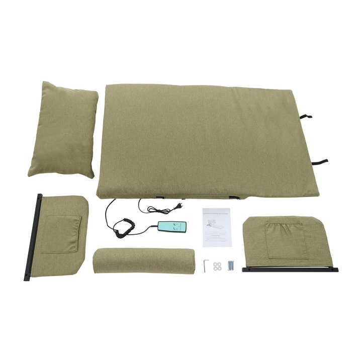 Spatar electric pentru pat, verde militar, pentru varstnici, sarcina maxima 300 kg, dimensiune 120x73cm