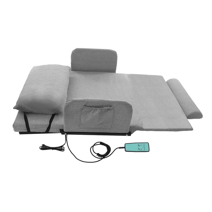 Spatar electric reglabil pentru pat, pat cu spatar pentru persoane varstnice, capacitate 300 kg, CENUSIU DESCHIS