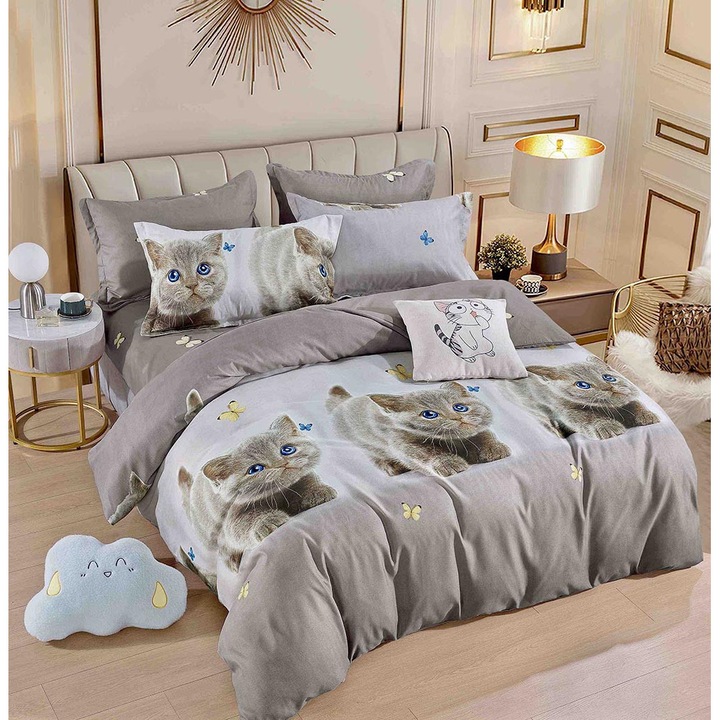 Комплект спално бельо за 1 човек, тип фин плат, 4 части