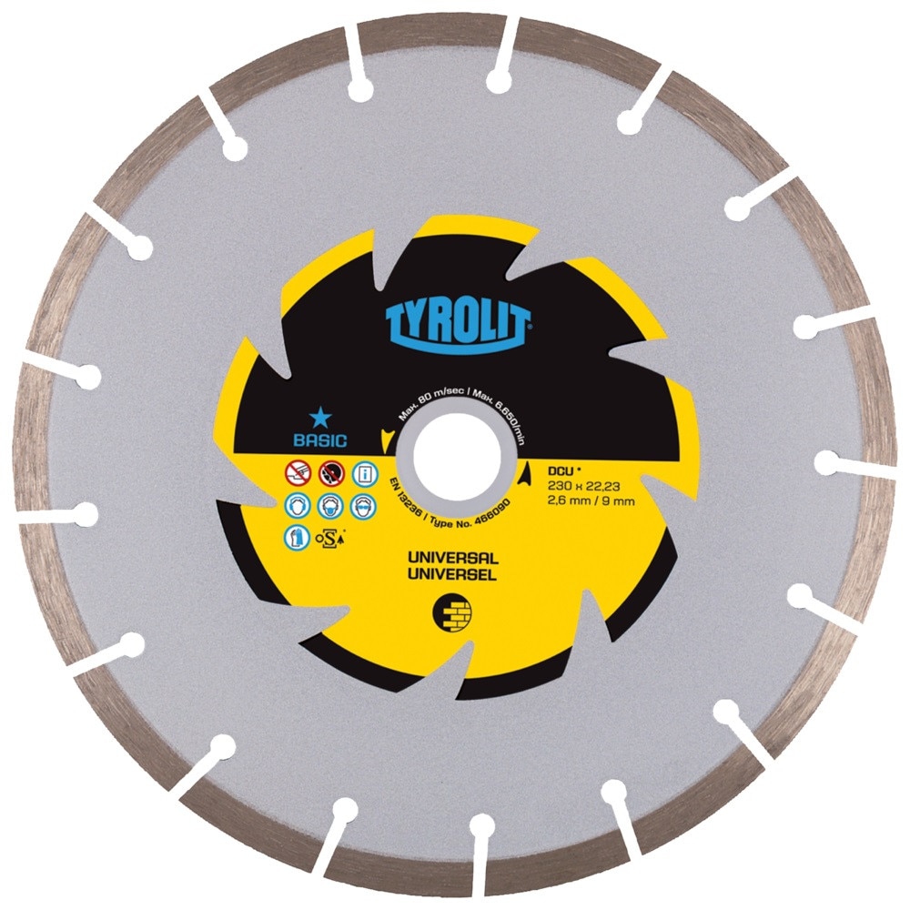 Disc Diamantat taiere UNIVERSALA de 230X2,6 TYROLIT BASIC cu coroana continua