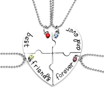 Set 4 Lantisoare Cu Pandantive Best Friends Forever BFF Inima , zum221 Set 4 Lantisoare Cu Pandantive Best Friends Forever BFF Inima , zum221