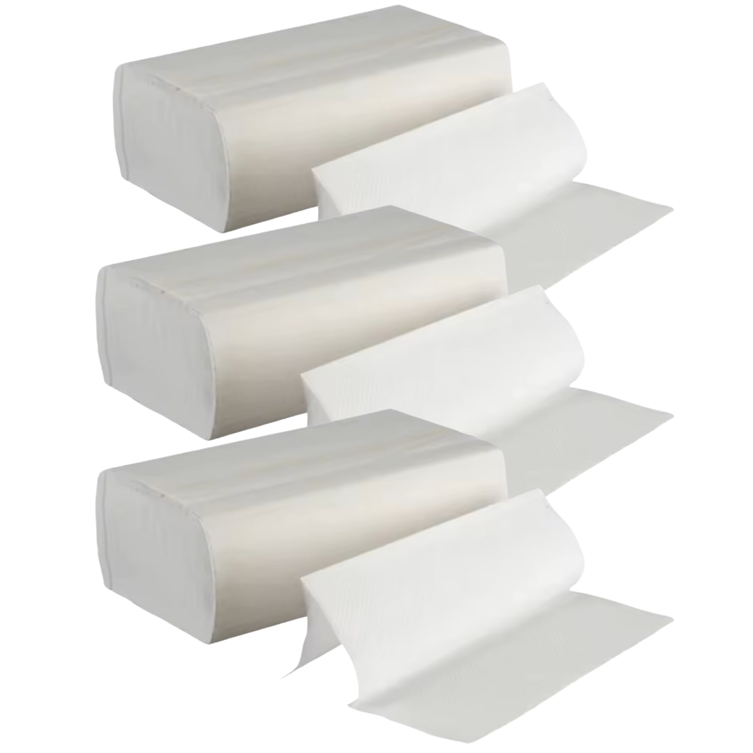 Set 3x Servetele Pliate in V, albe, 2 straturi, 21x23 cm, 150 buc/pachet