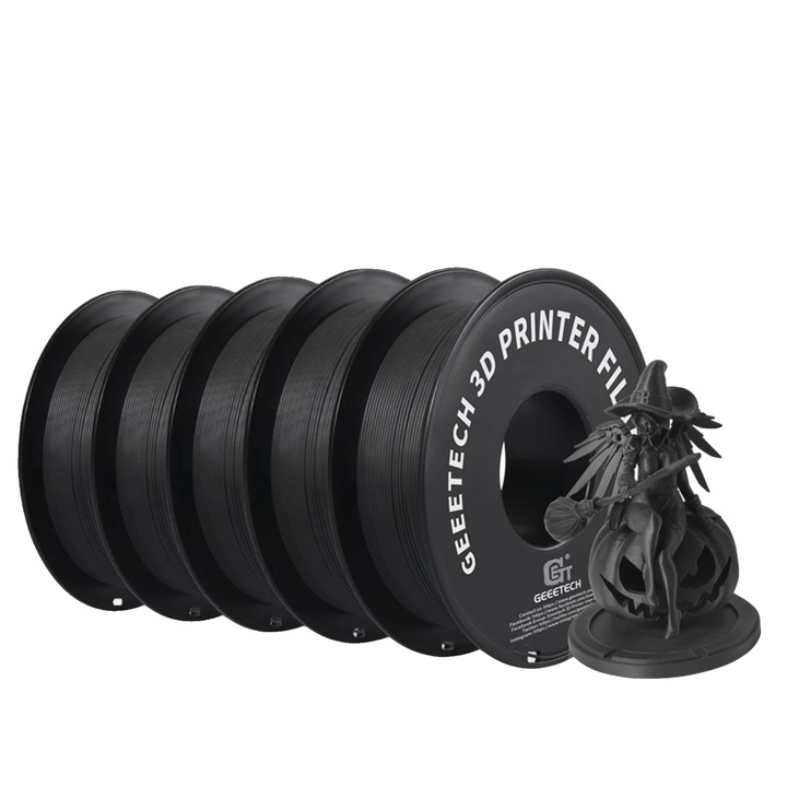 Filament 3D, negru, 1.75mm, 5kg, textura mata, pentru imprimare usoara