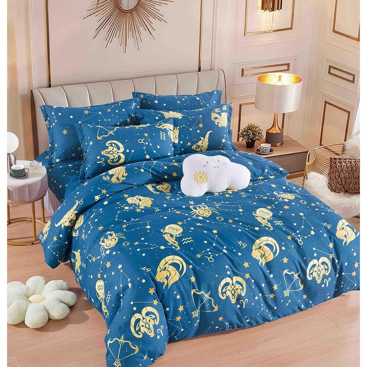 Комплект спално бельо за 1 човек, тип фин плат, 4 части