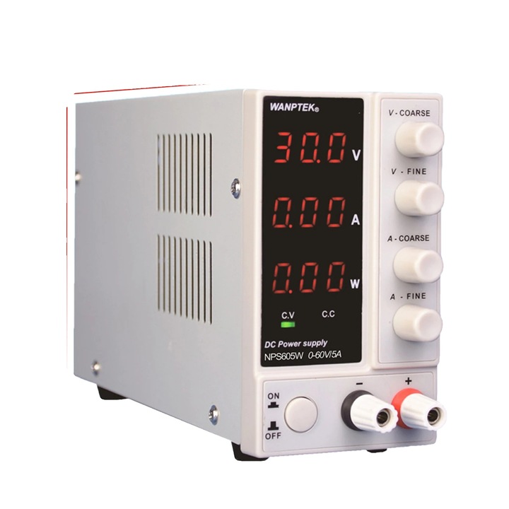 Sursa de alimentare DC, iesire de tensiune ajustabila, stabilitate ridicata, alb, 300W, 0-60V