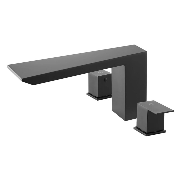 Baterie pentru cada romana, Negru mat, Inox, 200 x 230 x 72 mm