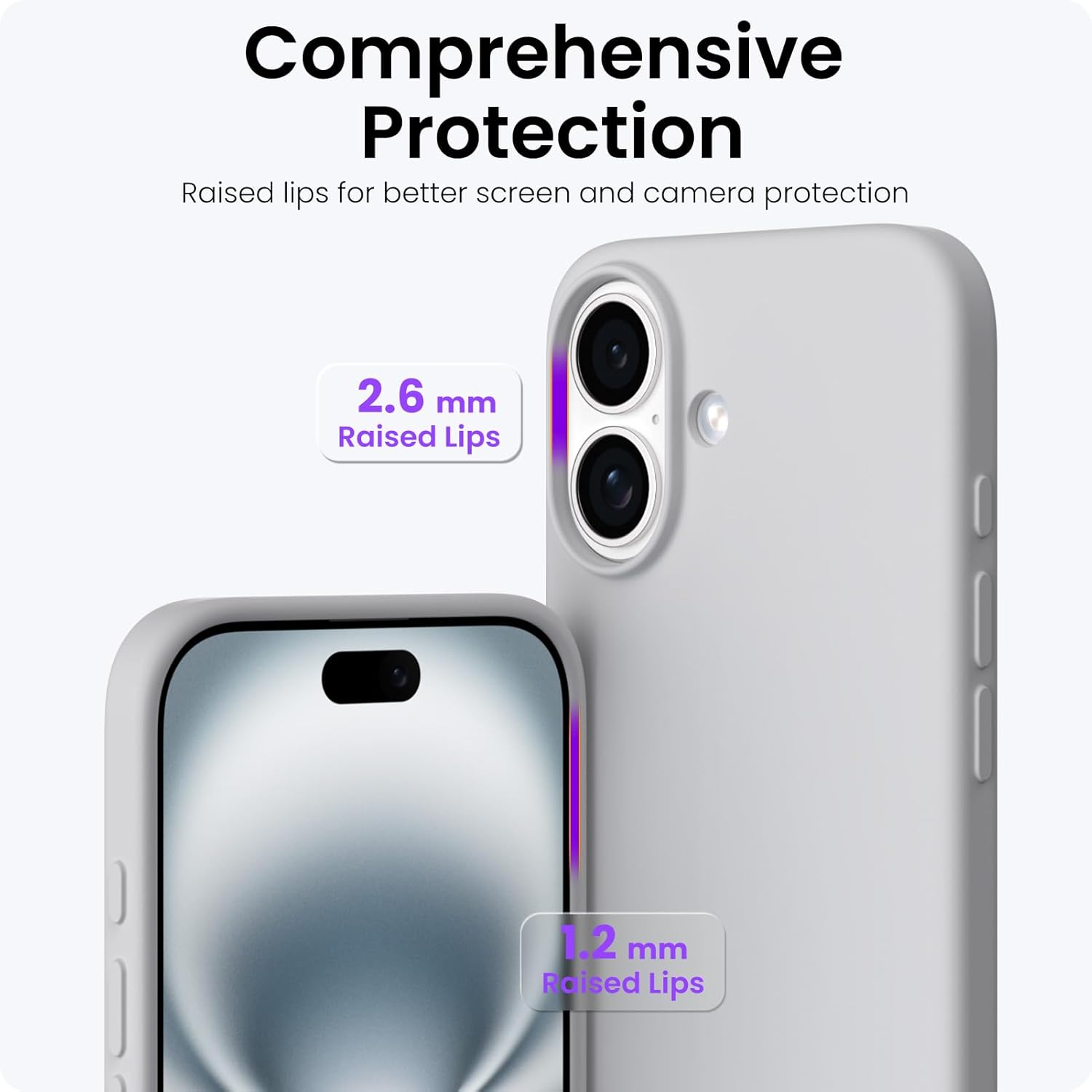Husa pentru iPhone 17, SIlicon Catifelat Cu Interior Microfibra, Gri deschis
