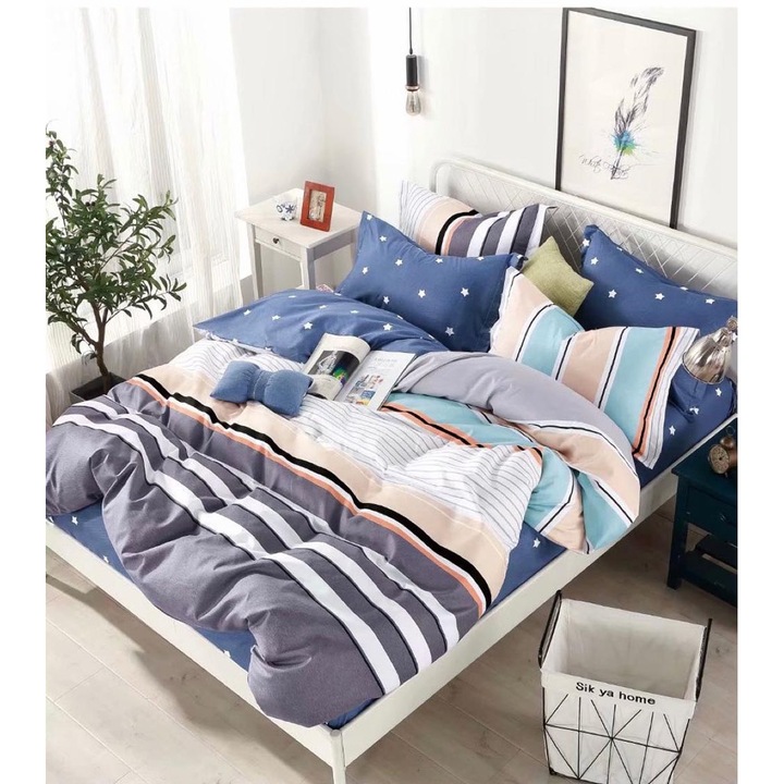 Комплект спално бельо за 1 човек, тип фин плат, 4 части