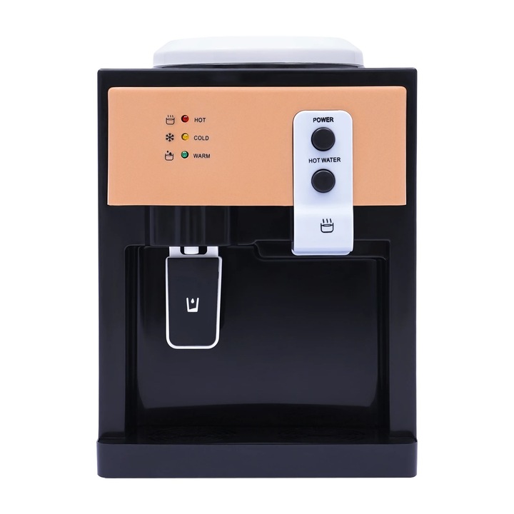 Meleg és Hideg Víz Adagoló, Asztali, Élelmiszeripari Rozsdamentes Acél Tartály, 220V 50Hz, 550W Fűtés 75W Hűtés, 8–95°C, 36×24×27 cm, Fekete