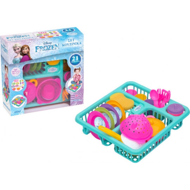 Set de joaca pentru bucatarie copii, Dede Toys, Frozen Design, accesorii din plastic