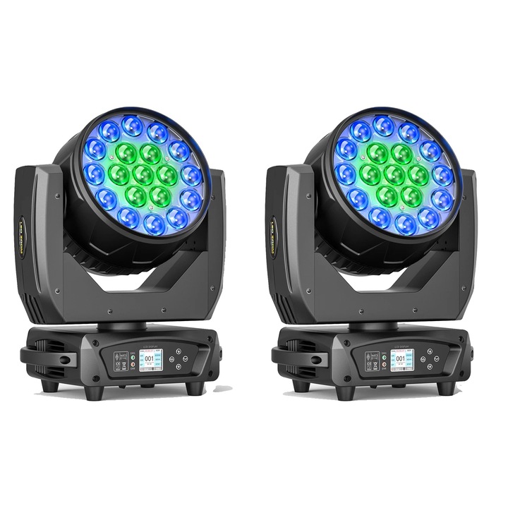 Lumina mobila, 19PCS x 15W RGBW LED, rotatie 540, negru, priza EU