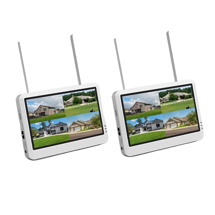 Kit Supraveghere Wireless, 7 inch, 3MP, 2 camere, audio bidirectional, 64G