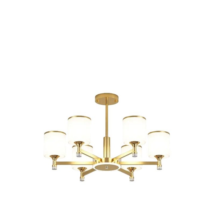 Candelabru modern, 6 brate, E27, lumina calda, auriu