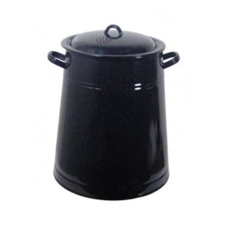 Recipient pastrare untura Emailata Neagra, 30L, capac inclus, manere laterale