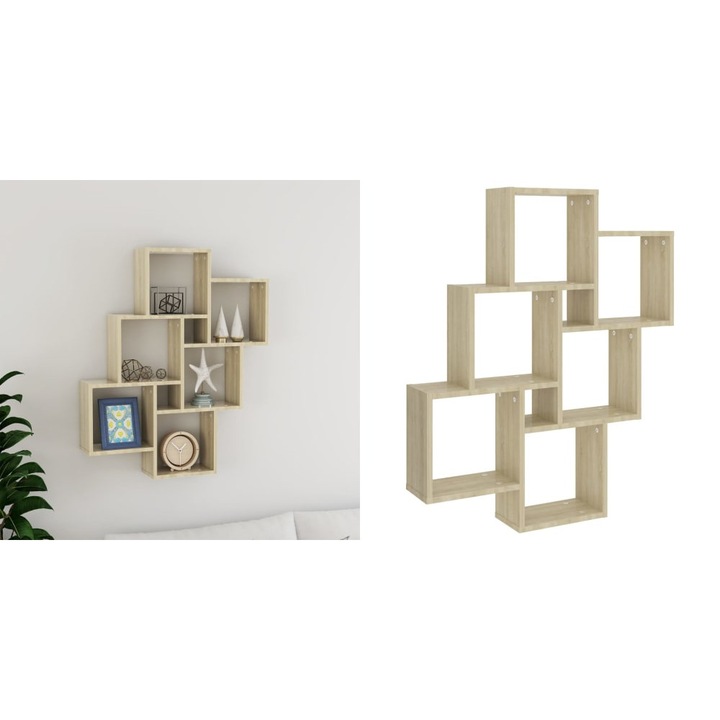 Raft de perete cub, stejar Sonoma, 78x15x93 cm, PAL